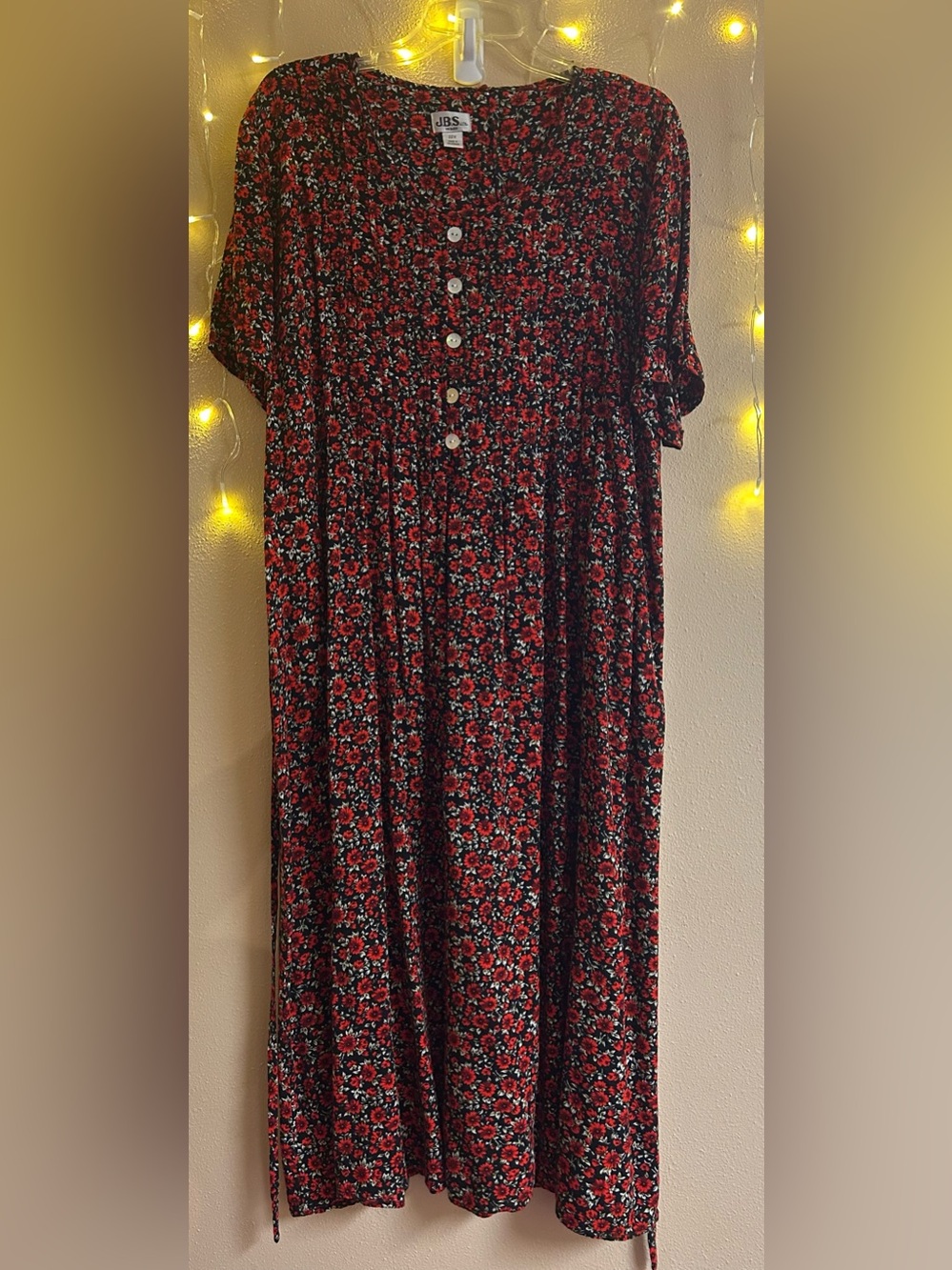 J.B.S. Red and Black Floral Maxi Dress